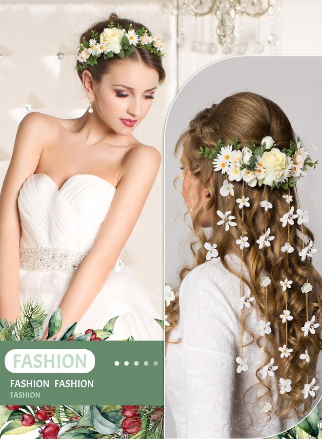 Suncalla 6 Pcs Flower Crown Headband Fairy Bridal Headband for Wedding Boho Hair Vine Bulk Hair Wreath Accessory for Women Girls Brides Bridesmaids - Image 2